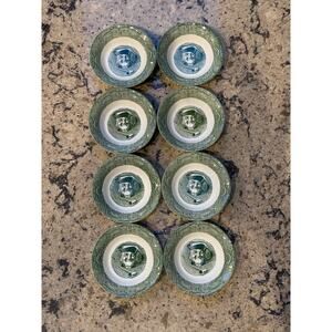 Set of 8 Vintage The Old Curiosity Shop Green Fruit Dessert Sauce Bowl-Royal USA